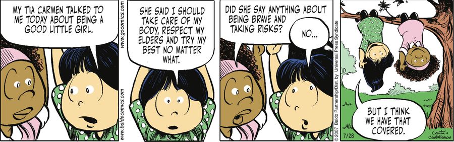 "My Tia Carmen talked to me today about being a good little girl. She said I should take care of my body, respect my elders and try my best no matter what."