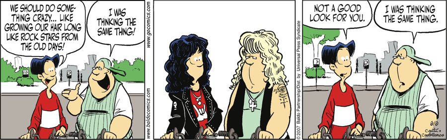 "We should do something crazy...like growing our hair long like rock stars from the old days!"