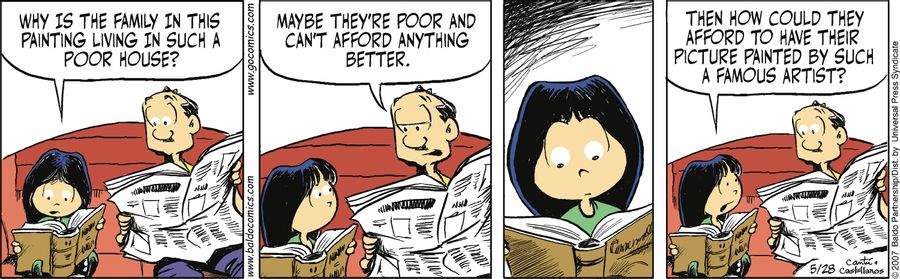 "Why is the family in this painting living in such a poor house?"
