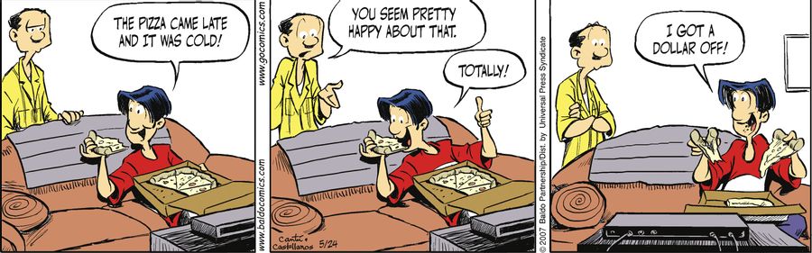 "The pizza came late and it was cold!"