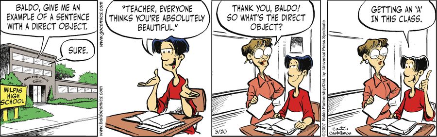 "Baldo, give me an example of a sentence with a direct object."