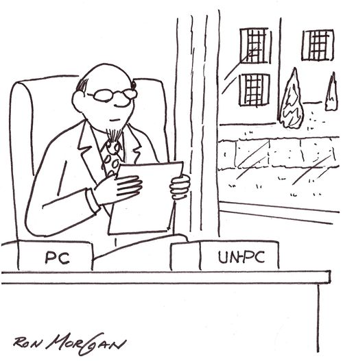 Professor's in/ out boxes are labeled: PC and UN-PC.