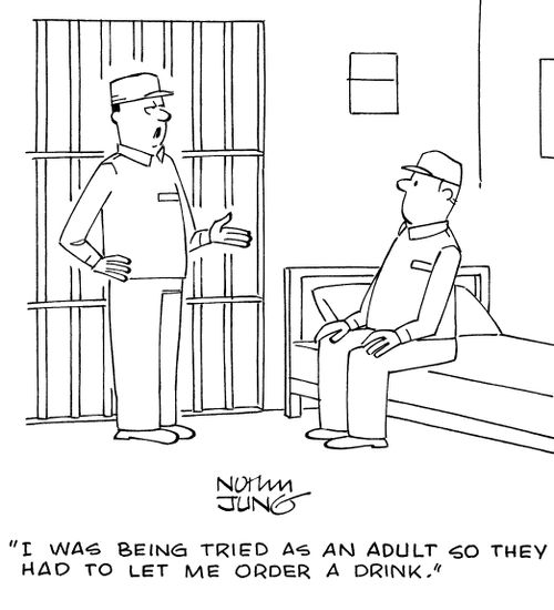 "I was being tried as an adult so they had to let me order a drink."