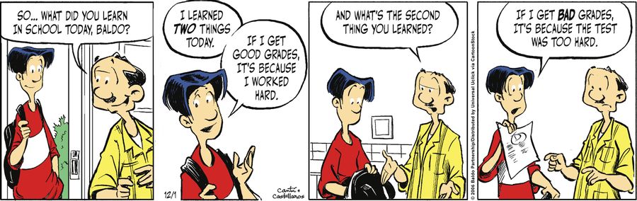 "So...what did you learn in school today, Baldo?"