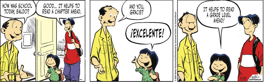 "It helps to read a grade level ahead!"