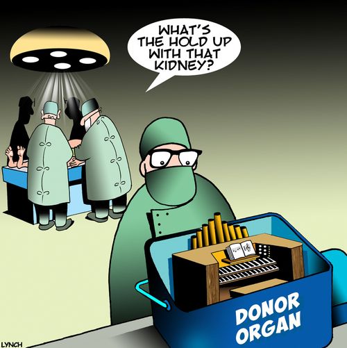 "What's the hold up with that kidney?"
