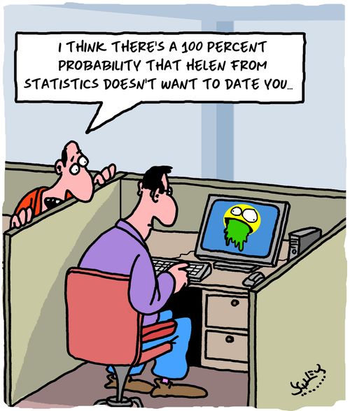 "I think there's a 100 percent probability that Helen from statistics doesn't want to date you."