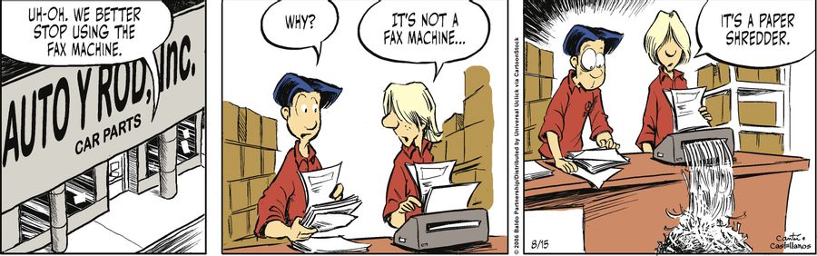 "Uh-oh. We better stop using the fax machine."