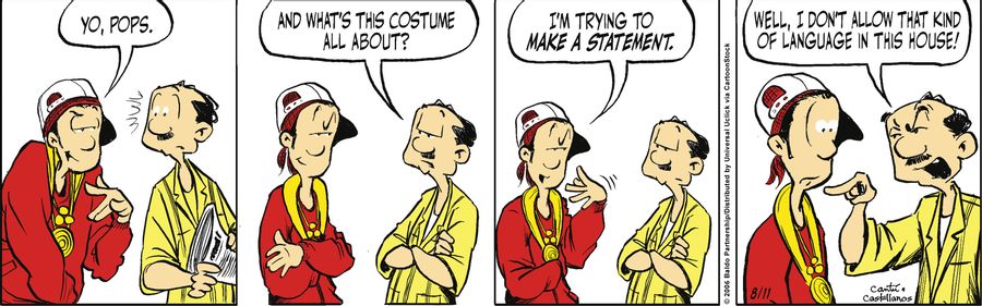 "And what's this costume all about?"