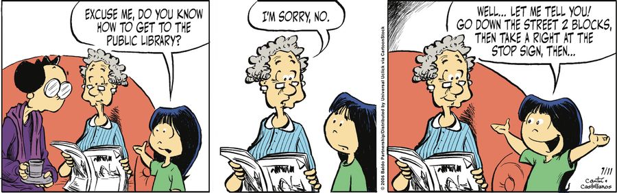 "Excuse me, do you know how to get to the public library?"