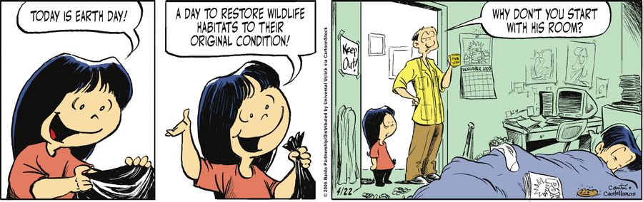 "Today is Earth Day! A day to restore wildlife habitats to their original condition!"