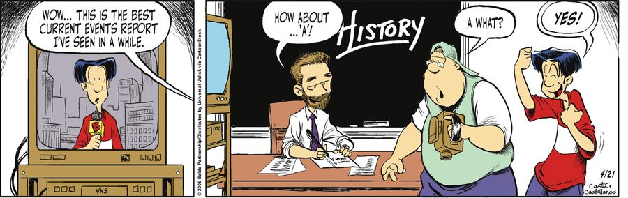 "Wow...this is the best current events report I've seen in a while. How about....'A'!"