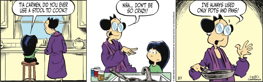 "Tia Carmen, did you ever use a stool to cook?"