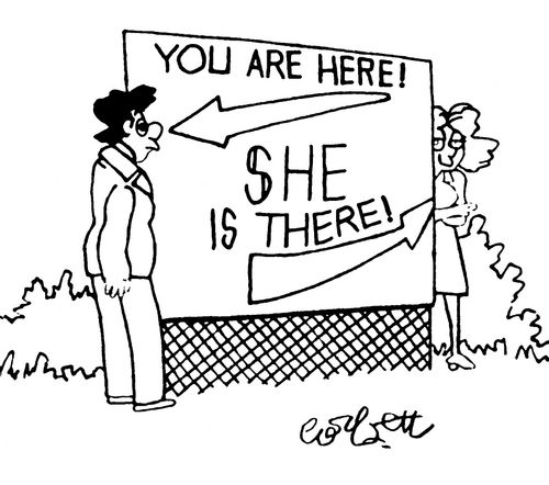 'You are here! She is there!'