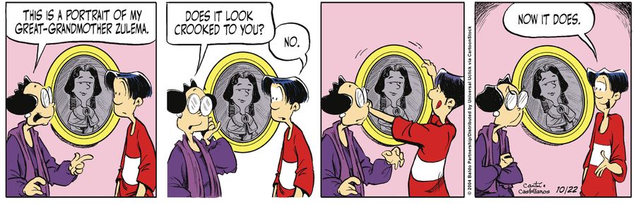 "This is a portrait of my great-grandmother Zulema. Does it look crooked to you?"