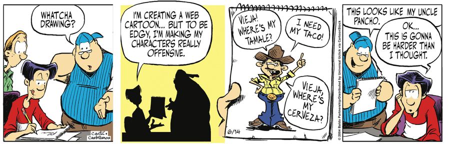 "I'm creating a web cartoon...but to be edgy, I'm making my characters really offensive."
