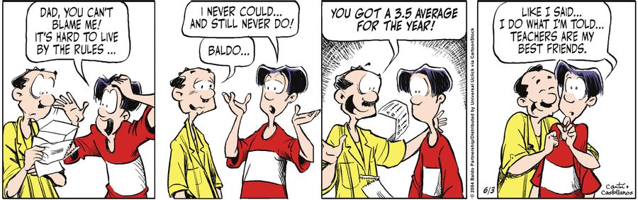 "Dad, you can't blame me! It's hard to live by the rules! I never could...and still never do!"