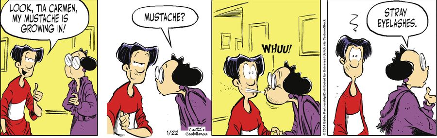 "Look, Tia Carmen, my moustache is growing in!"