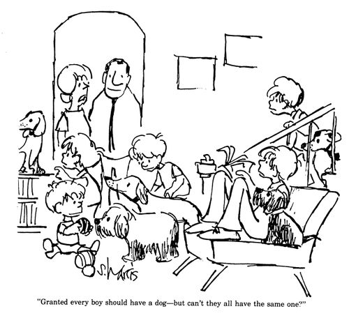 "Granted every boy should have a dog, but can't they all have the same one?"