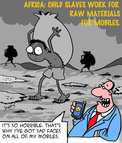 Africa: Child slaves work for raw materials for mobiles.