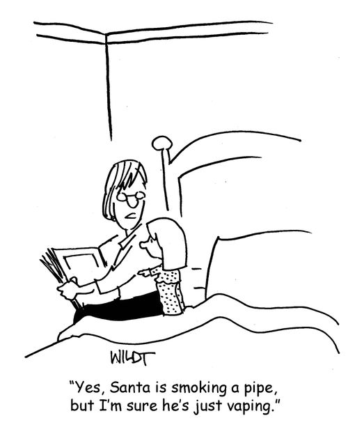 "Yes, Santa is smoking a pipe, but I'm sure he's just vaping."