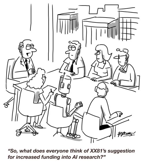 "So, what does everyone think of XX81's suggestion for increased funding into AI research?"