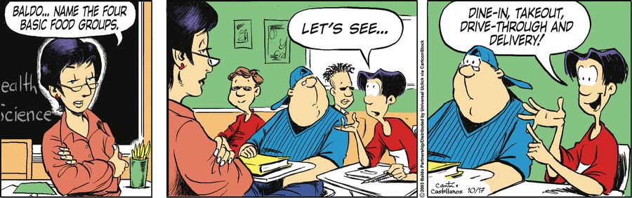 "Baldo...name the four basic food groups."