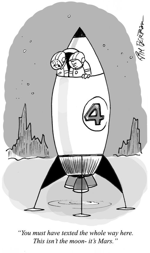 "You must have texted the whole way here. This isn't the moon - it's Mars."
