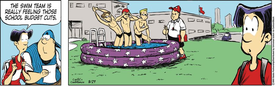 "The swim team is really feeling those school budget cuts."