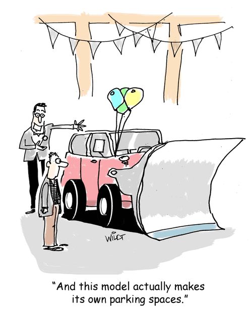"And this model actually makes its own parking spaces."