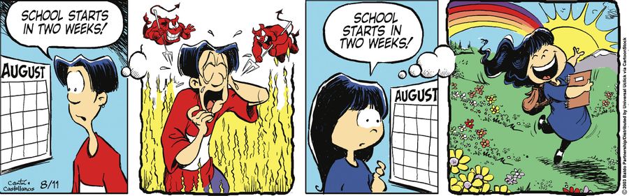 "School starts in two weeks!"
