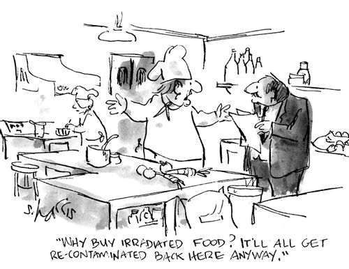 "Why buy irradiated food? It'll all get re-contaminated back here anyway."