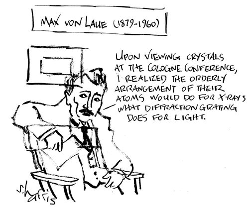 Max von Laue:  "Upon viewing crystals...orderly arrangement of their atoms would do for x-rays what diffraction grating does for light."
