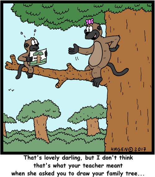 "That's lovely darling, but I don't think that's what your teacher meant when she asked you to draw your family tree..."
