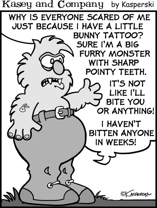 "Why is everyone scared of me just because I have a little bunny tattoo..."