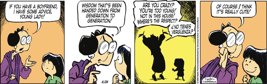 "If you have a boyfriend, I have some advice, young lady! Wisdom that's been handed down from generation to generation!"