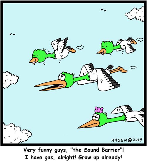 "Very funny guys, "the Sound Barrier"! I have gas, alright! Grow up already!"