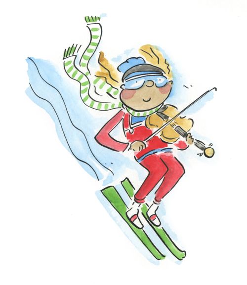 Violinist on skis