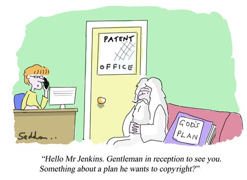 "Hello Mr Jenkins. Gentleman in reception to see you. Something about a plan he wants to copyright?"