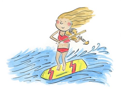 Violinist on a surfboard