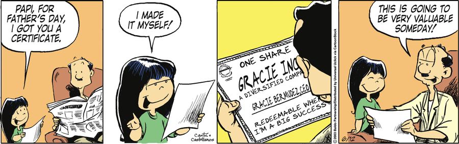 "Papi, for Father's Day, I got you a certificate. I made it myself!"