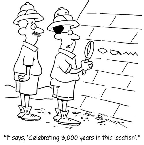 "It says, 'Celebrating 3,000 years in this location'."