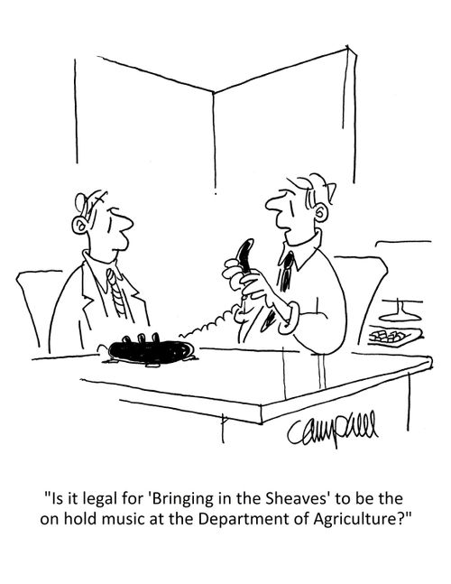 "Is it legal for 'Bringing in the Sheaves' to be the on hold music at the Department of Agriculture?"
