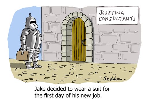 Jake decided to wear a suit for the first day of his new job.