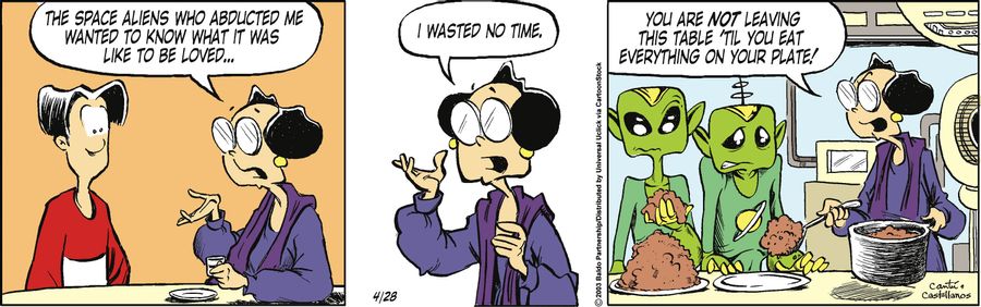 "The space aliens who abducted me wanted to know what it was like to be loved...I wasted no time."