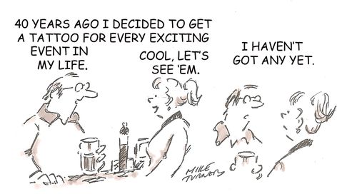 "40 years ago I decided to get a tattoo for every exciting event in my life."