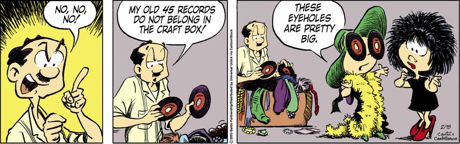 "No, no, no! My old 45 records do not belong in the craft box!"