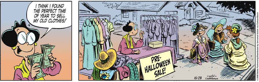 "I think I found the perfect time of year to sell my old clothes!"