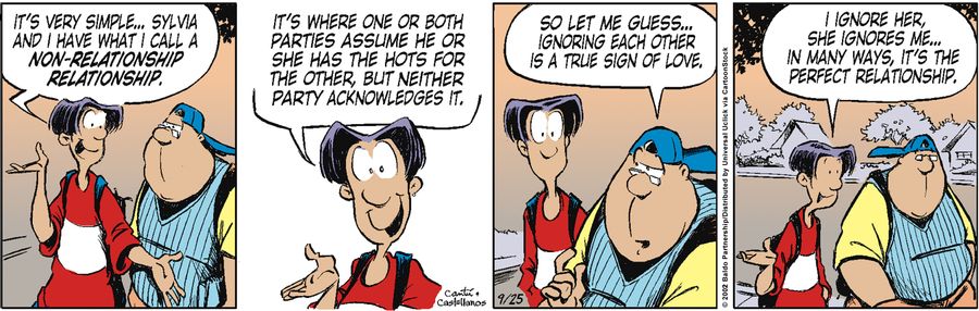 "It's very simple... Sylvia and I have what I call a non-relationship relationship. It's where one or both parties assume he or she has the hots for the other, but neither party acknowledges it."