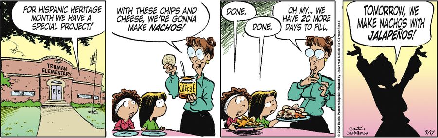 "For Hispanic Heritage Month, we have a special project! With these chips and cheese, we're gonna make nachos!"